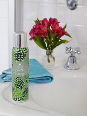 Soap & Paper Factory Fragrance Sprays are high octane, non-aerosol and perfect for every room in you home. Freshen up your car, office, bathroom or any room needing a zing of freshness. This room fragrance spray features notes of fresh pine & crisp fir.
