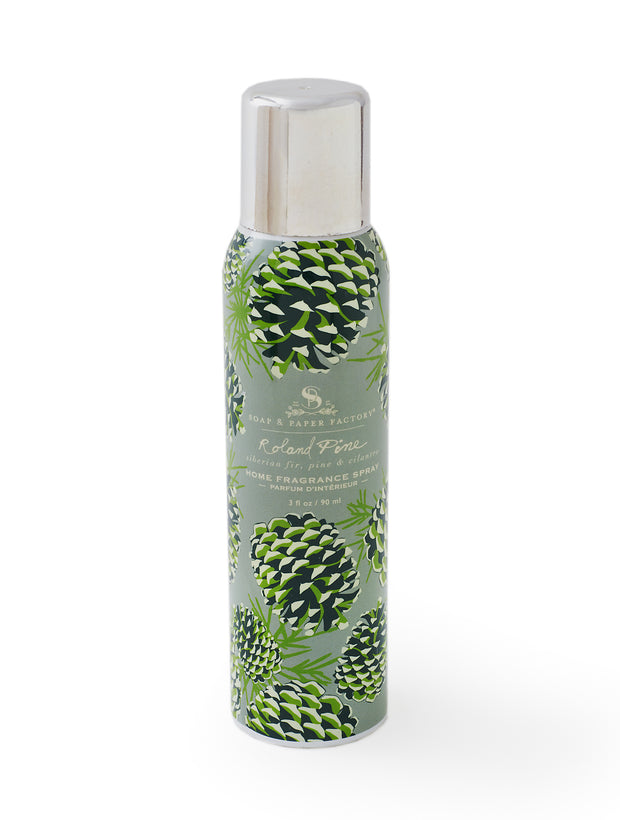 Soap & Paper Factory Fragrance Sprays are high octane, non-aerosol and perfect for every room in you home. Freshen up your car, office, bathroom or any room needing a zing of freshness. This room fragrance spray features notes of fresh pine & crisp fir.
