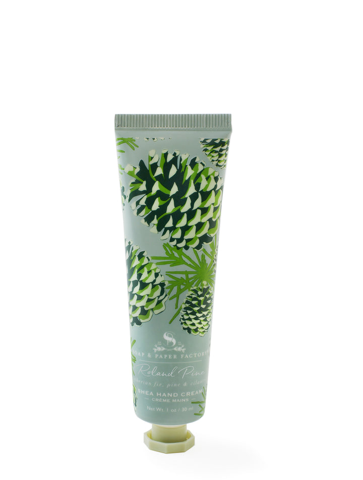 Compare with Thymes Fraiser Fir. Laced with fresh, crisp notes of Siberian Fir, Pine and Cilantro, Roland Pine transports you to a faraway forest! Rich in vitamins and minerals, our uniquely formulated hand cream features hydrating Shea Butter to keep your skin ultra soft and protected against the elements. This petite, on-the-go size is great for travel, your purse and in the car!