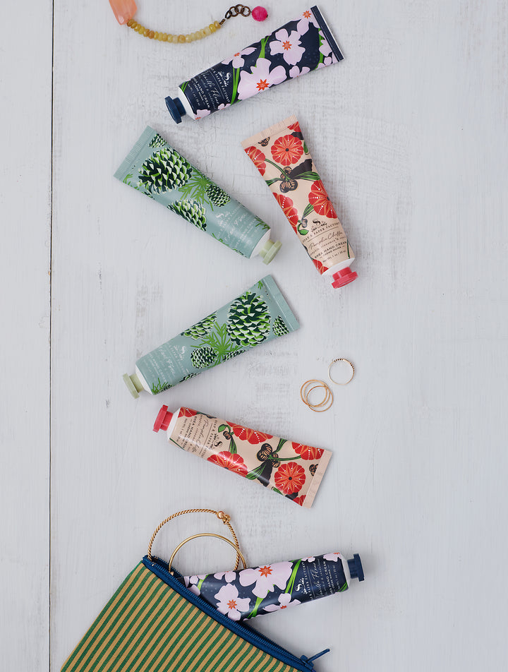 Laced with fresh, crisp notes of Siberian Fir, Pine and Cilantro, Roland Pine transports you to a faraway forest! Rich in vitamins and minerals, our uniquely formulated hand cream features hydrating Shea Butter to keep your skin ultra soft and protected against the elements. This petite, on-the-go size is great for travel, your purse and in the car!