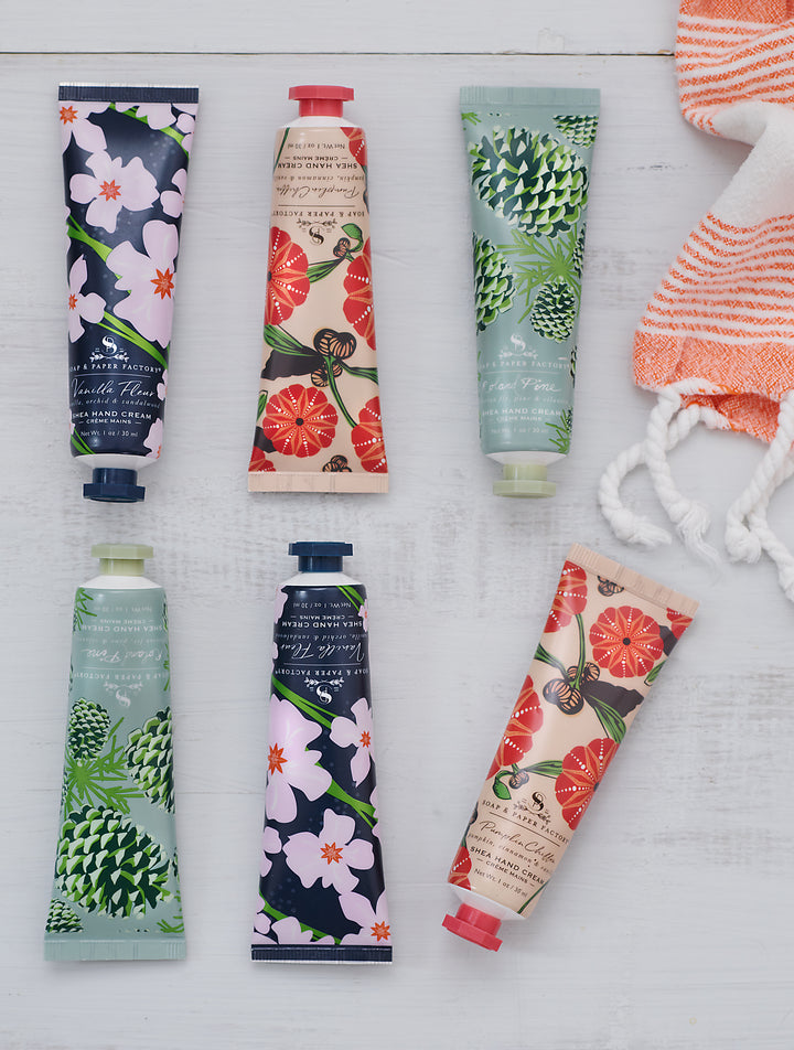 Compare with Thymes Fraiser Fir. Laced with fresh, crisp notes of Siberian Fir, Pine and Cilantro, Roland Pine transports you to a faraway forest! Rich in vitamins and minerals, our uniquely formulated hand cream features hydrating Shea Butter to keep your skin ultra soft and protected against the elements. This petite, on-the-go size is great for travel, your purse and in the car!