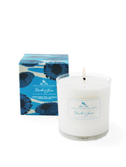 North Shore soy candles feature deeply layered notes of sea salt & lush, watery florals that will transport you to the edge of the sea with crashing waves, hot sun and sandy beaches. This single-wick soy candle burns clean and bright for up to 65 hours.