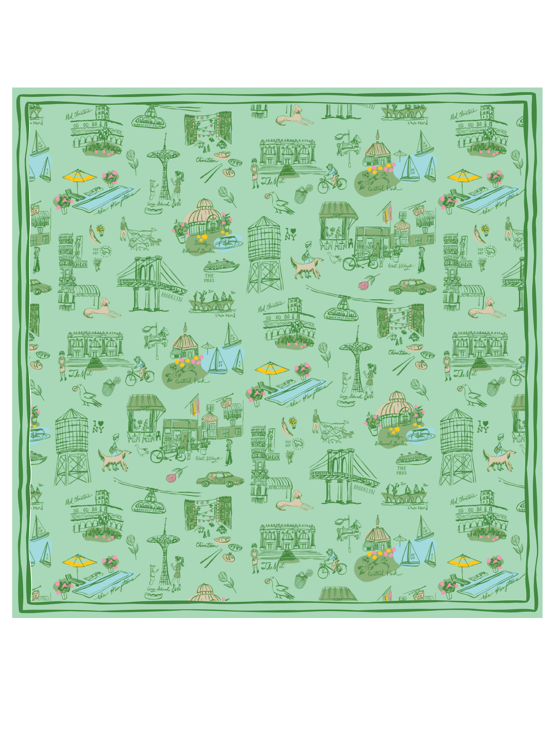 New York Toile Satin Scarf - Pink (Copy)