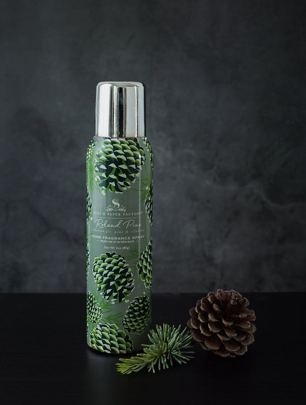 Soap & Paper Factory Fragrance Sprays are high octane, non-aerosol and perfect for every room in you home. Freshen up your car, office, bathroom or any room needing a zing of freshness. This room fragrance spray features notes of fresh pine & crisp fir.