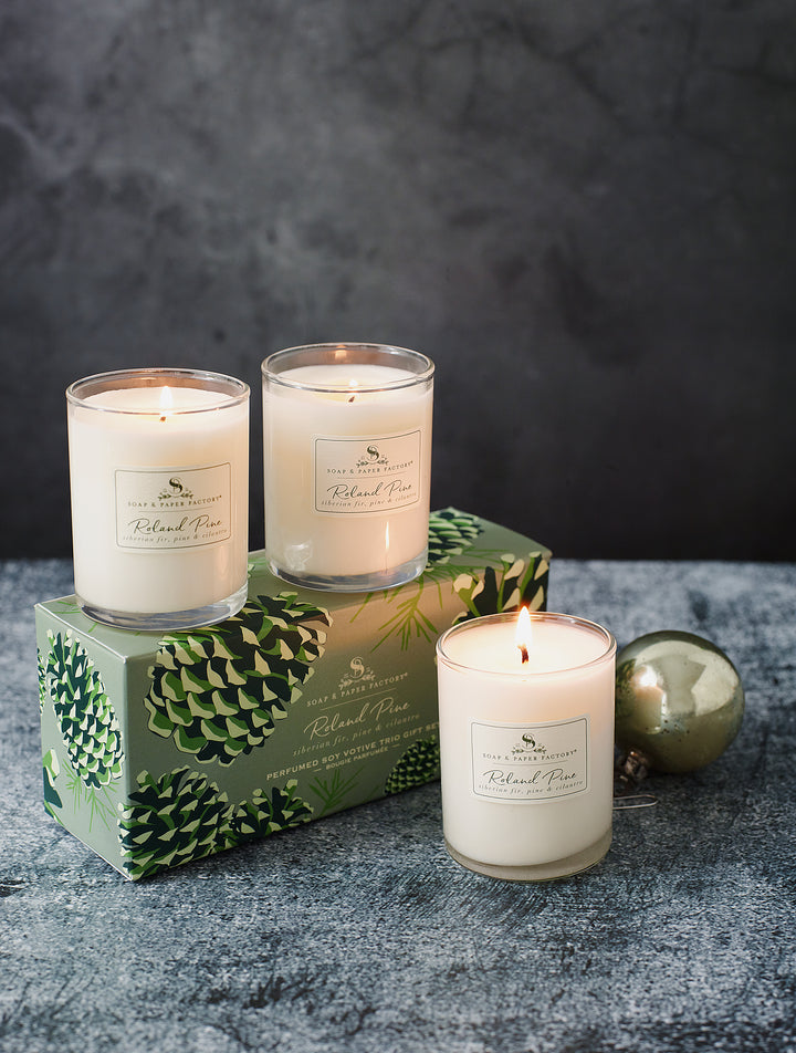 Roland Pine 2.2 oz Votive Glass Soy Candle Set