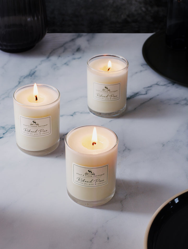 Roland Pine 2.2 oz Votive Glass Soy Candle Set