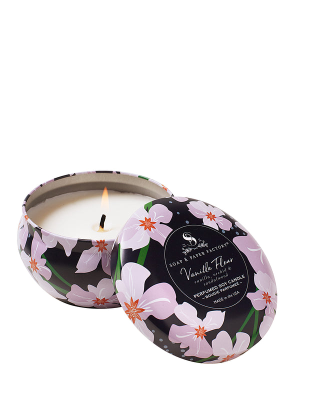 Vanilla Fleur Large Tin Candle