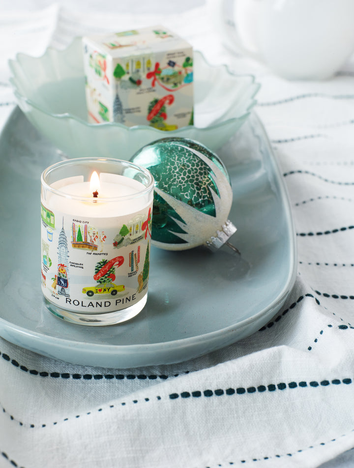 Holiday in New York Roland Pine Votive Glass Soy Candle *NEW*