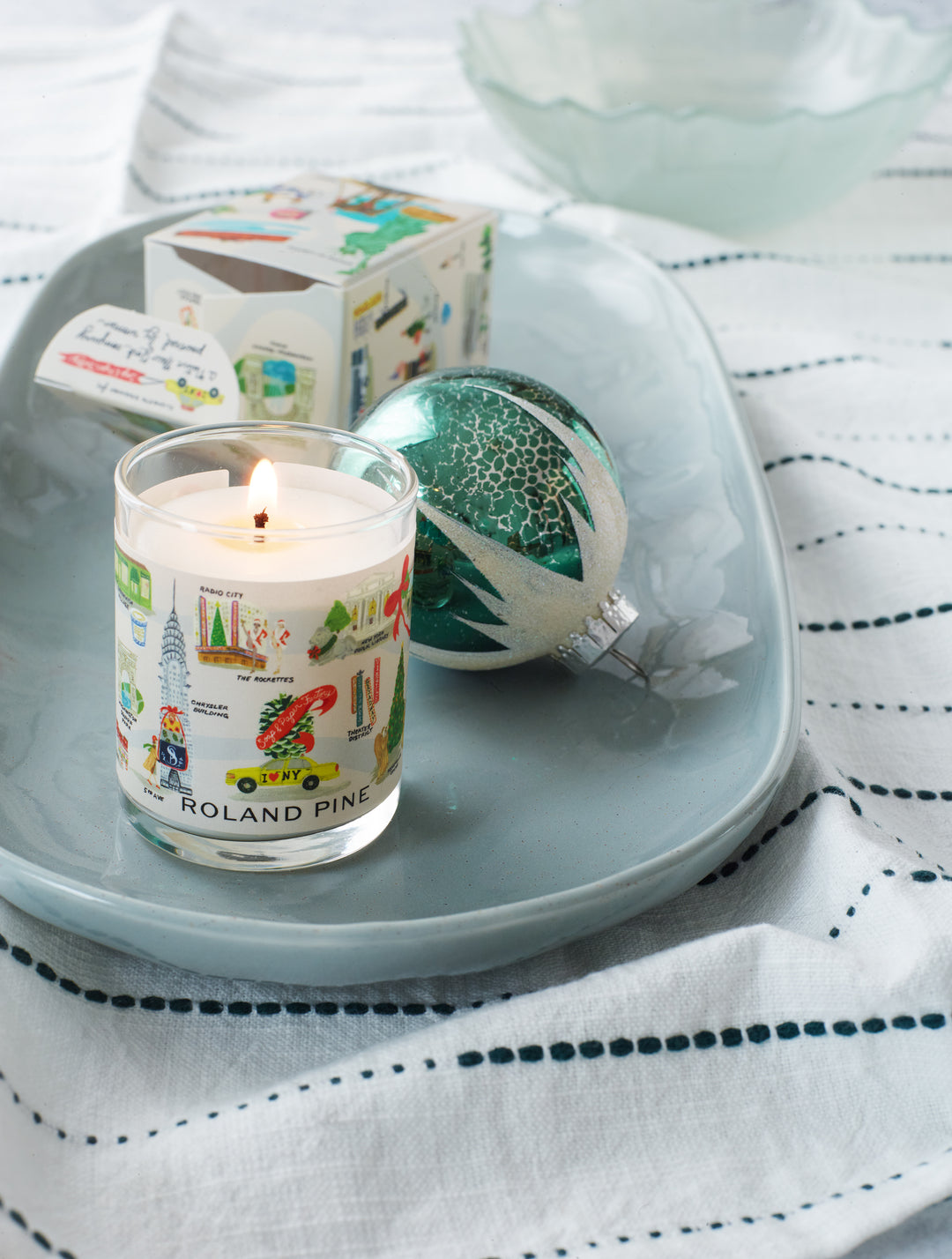 Holiday in New York Roland Pine Votive Glass Soy Candle *NEW*