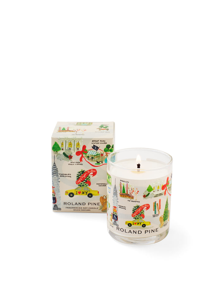Holiday in New York Roland Pine Votive Glass Soy Candle *NEW*