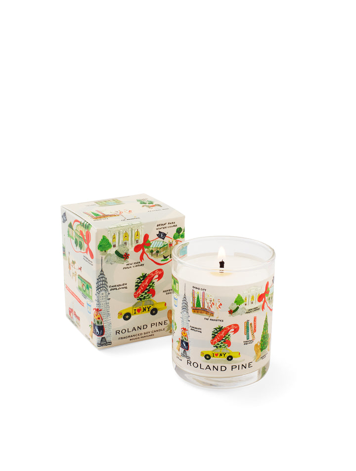 Holiday in New York Roland Pine Votive Glass Soy Candle *NEW*