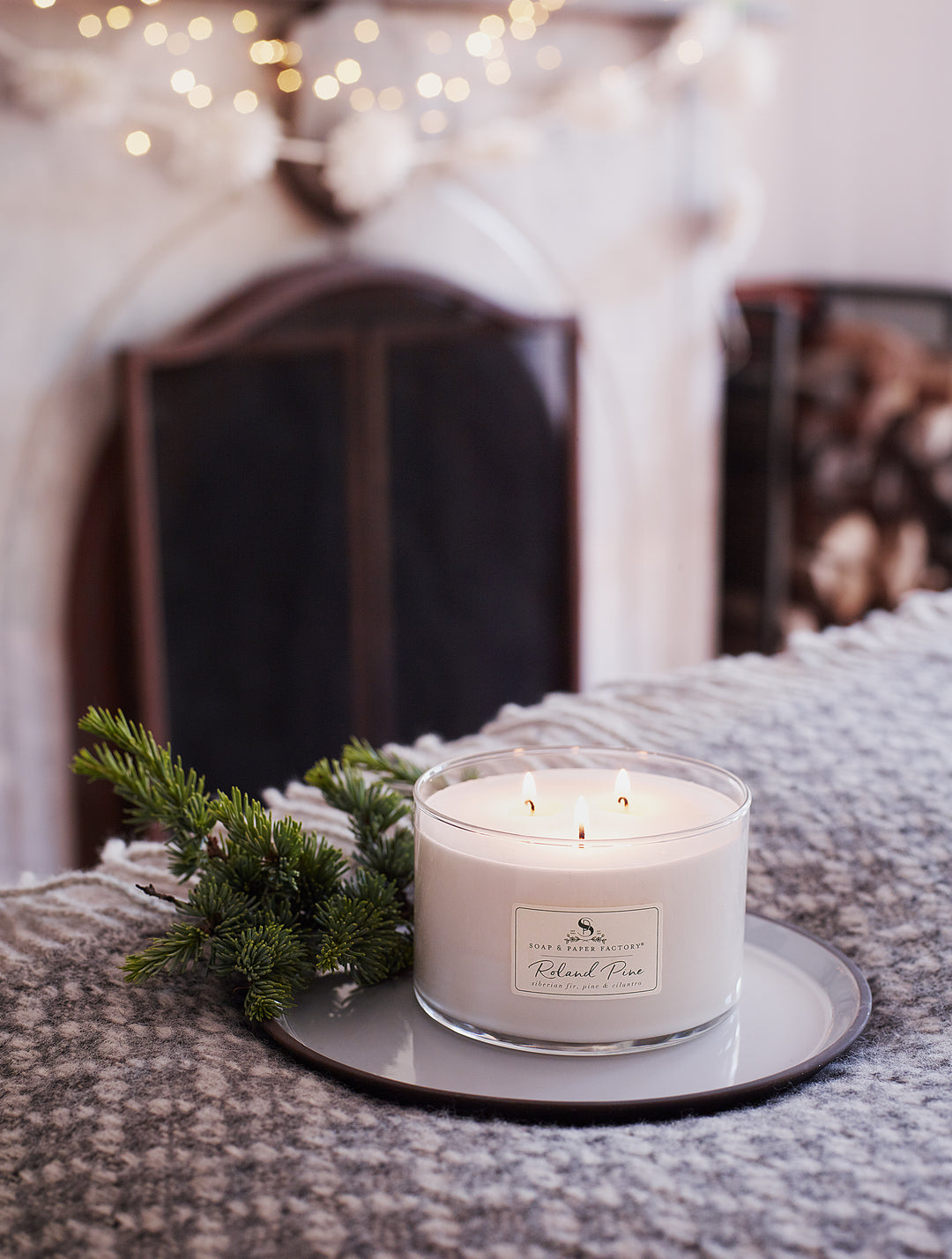 Roland Pine 18 oz Three-Wick Glass Soy Candle