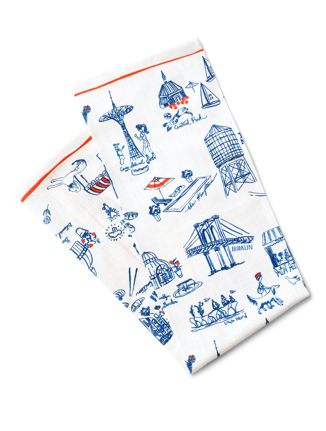New York Toile Tea Towel - Navy Blue