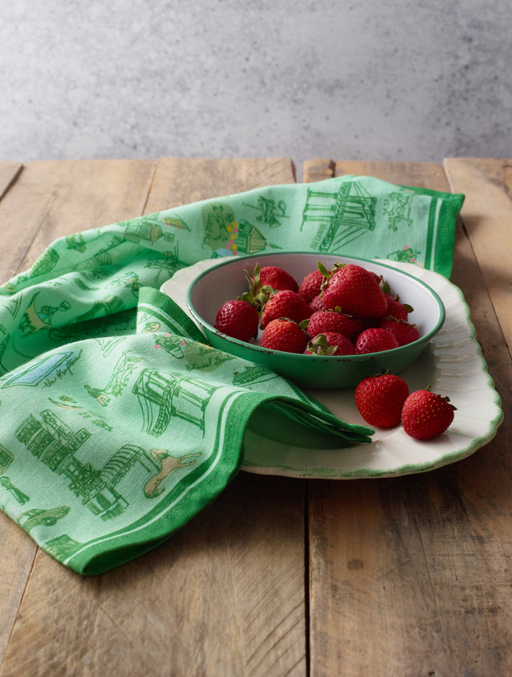 New York Toile Tea Towel - Green