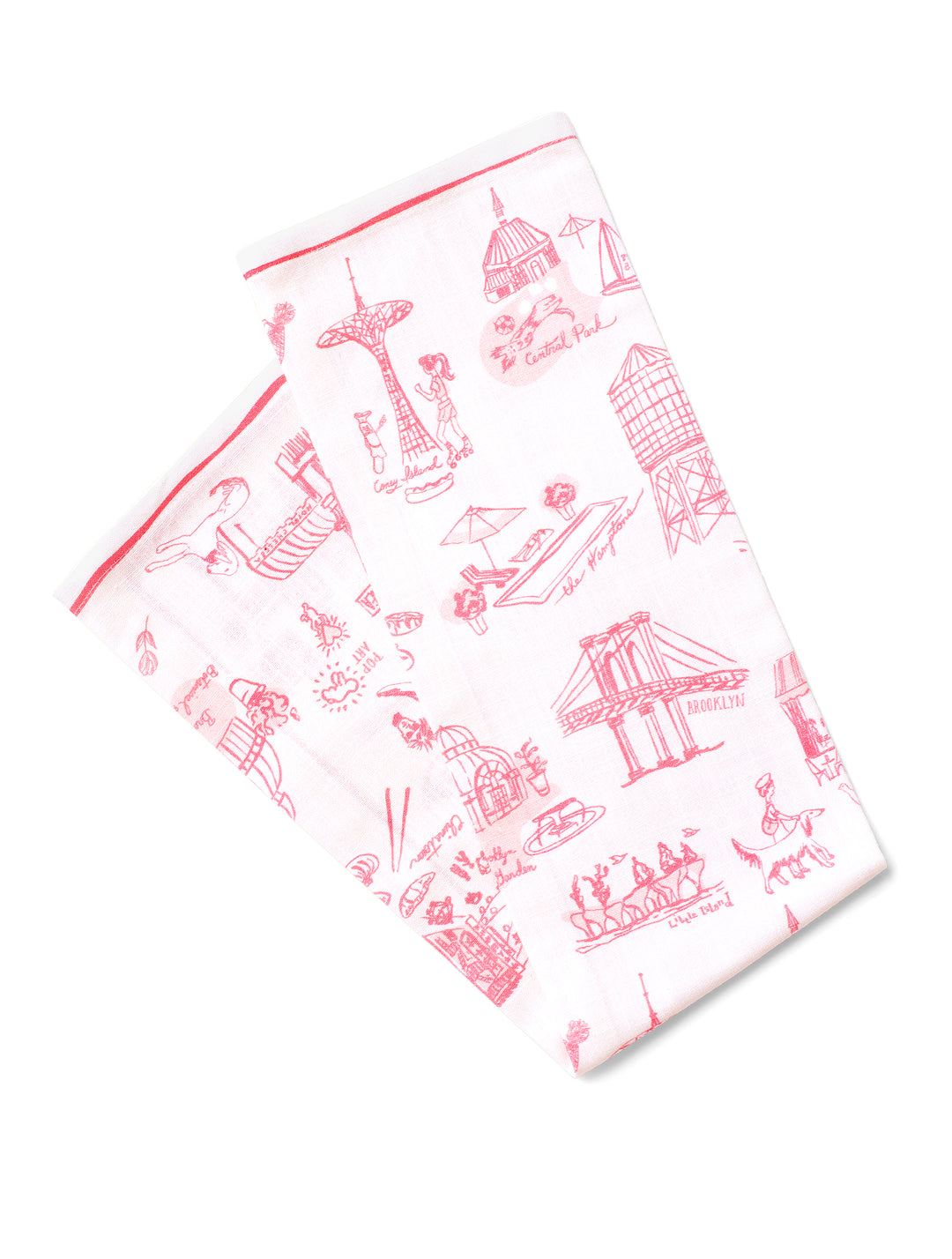New York Toile Tea Towel - Pink