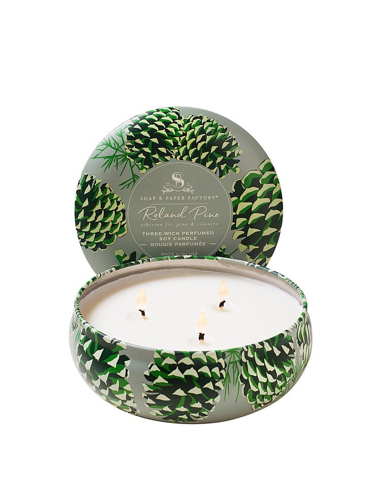 Roland Pine 13 oz Three-Wick Tin Soy Candle