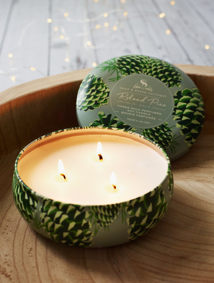 Roland Pine 13 oz Three-Wick Tin Soy Candle