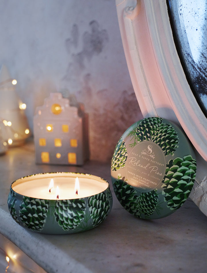 Roland Pine 13 oz Three-Wick Tin Soy Candle