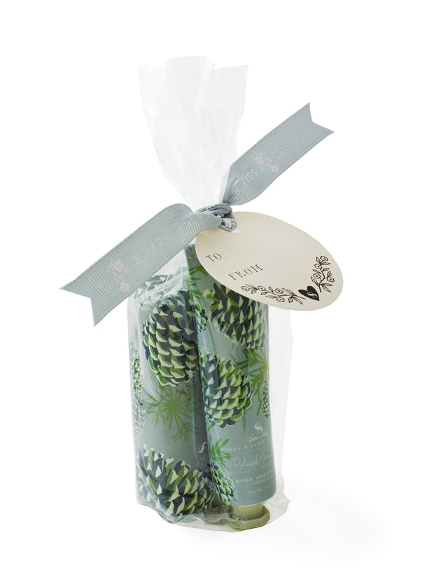 Compare to Thymes Fraiser Fir. Roland Pine Hand Cream & Soap Gift Set is the perfect pairing! For Roland Pine Lovers, this is heaven on earth! Our 5oz Shea Soap is gentle, packed with Shea Butter, and super bubbly. Roland Pine Hand Cream is packed with vitamins and minerals to keep your skin baby-soft, but best of all it's packed with Roland Pine! It's just a gorgeous fragrance and will linger for hours. Each set is tied with a grosgrain ribbon and a "TO/FROM" tag, this is the BEST gift to give! 