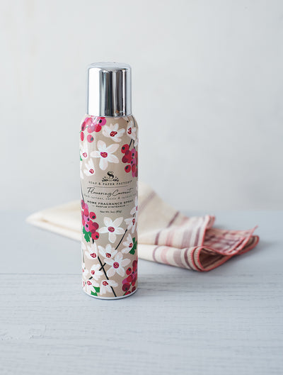 Soap & Paper Factory Fragrance Sprays are high octane, non-aerosol and perfect for every room in you home. Freshen up your car, office, bathroom or any room needing a zing of freshness. All of our sprays are safe for use as a personal fragrance, too – in case you can’t get enough! Flowering Currant offers fruity and tart notes of Currant and Cassis, blended with deep, sultry and Floral Turkish Rose to create a beautiful, exotic blend.