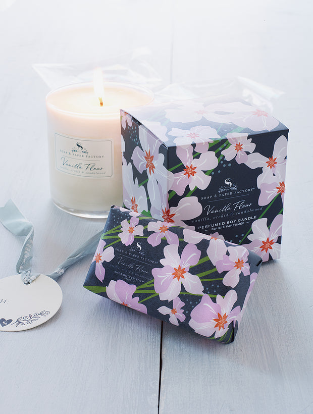 Vanilla Fleur Large Soy Candle & Soap Gift Set