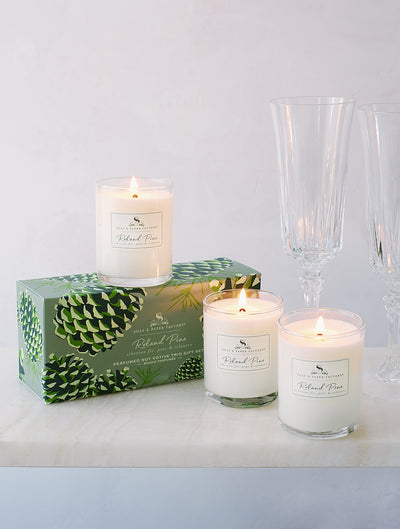 Roland Pine 2.2 oz Votive Glass Soy Candle Set