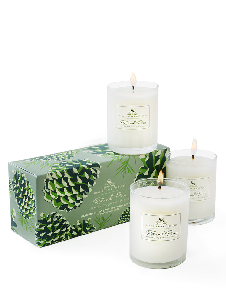 Roland Pine 2.2 oz Votive Glass Soy Candle Set